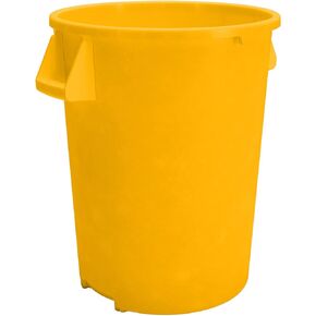 SPARTA Bronco Waste Container Trash Container, Round Trash Bin for Disposal, 32 Gallons, Yellow, (Pack of 4)