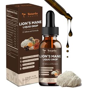 Lions Mane Supplement - Organic Lion’s Mane Mushroom Supplement Extract Liquid Drops Powder - Brain Support Immune Memory Focus Non-GMO, Gluten-Free, Vegan Natural Tincture Superfood