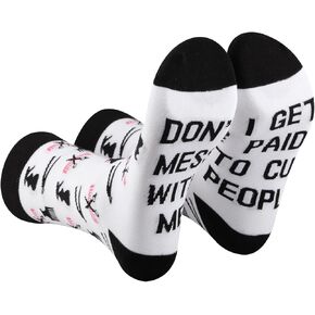 PXTIDY 1 Pair Hairstylist Gift Don’t Mess With Me Hair Salon Gift Hairdresser Socks Hairstylist Sock