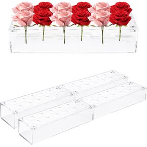 4Pcs Acrylic Centerpiece Flower Vases for Table,Clear Magnetic Rectangular Floral Vase for Wedding,Living Room,Office Decor