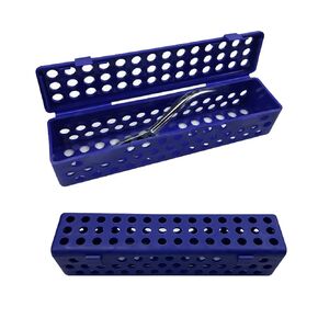 Dental Instrument Sterilizat Case, YOUYA DENTAL Plastic Autoclavale Cassette Case Medical Surgical Instrument Dental Forceps Spatulas Disinfection Container Tray Autoclavable Cassette Case -Darkblue