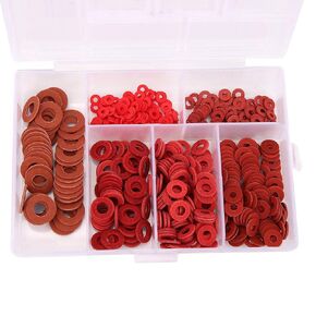 ViaGasaFamido 500Pcs Fiber Motherboard Insulating Washers Spacer, Red Insulation Washer Assortment Kits, Carbon Steel Plated White Zinc, for Electrical Connections