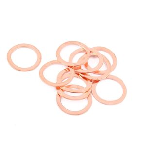 M18 Flat Washer Copper Sealing Ring, 18mm ID 24mm OD 1mm Thickness Metric Sealing Gasket, 10 Pieces