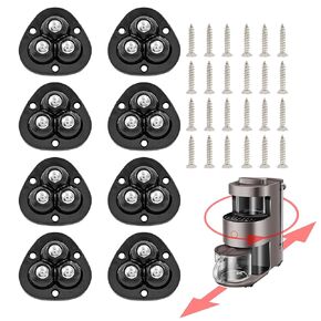 Waziaqoc 8Pcs Self Adhesive Caster Wheels, Mini Swivel Wheels with Stainless Steel Ball, 360 Degree Rotation Sticky Pulley for Storage Box and Furniture(Black)