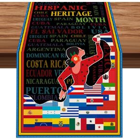 الكتان الوطني التراث الإسباني شهر الجدول عداء لاتيني التراث شهر أمريكا اللاتينية أعلام الزينة واللوازم للمنزل المطبخ غرفة الطعام الجدول in Kuwait