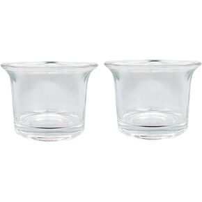2 Pcs Small Clear Glass Candle Holder Cups Candle Making Cup Tealight Votive Candle Holder for Wedding Table Party Decoration