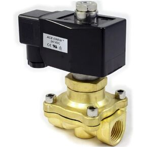 AceCrew Electric Solenoid Valve 3/8 inch NPT 24VDC Normally Open - flow control valve for gas, fluid, liquid & air