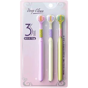 Three-Sided Toothbrush with Spiral and Soft Bristles, All-Round Cleaning and Stain Removal Home Version，PBT Soft Hair, 3 Pack