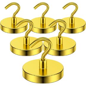 Grtard 6Pack Magnetic Hooks Heavy Duty, 110 lbs Strong Magnet Hook for Cruise Cabins, Large Magnetic Hooks, Magnets with Hooks for Hanging, Cruise, Curtain, Home, Kitchen, Workplace(Yellow)