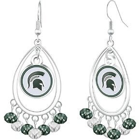 NCAA Michigan State Spartans Beaded Teardrop Dangle Earrings