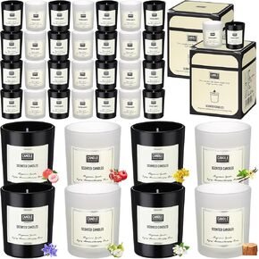 72 Pcs Scented Candles Bulk Home Aromatherapy Candle Gift for Women 8 Fragrance Long Lasting Soy Wax Jar Candles for Birthday Mother's Thanksgiving Day Coworker Employee (Fresh, Black White)