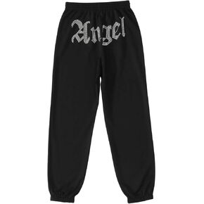 Floerns Women's Rhinestone Letter Print Sweatpants Drawstring Waist Jogger Pants