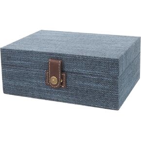Holibanna Wooden Treasure Chest Box Rectangle Antique Wood Jewelry Storage Boxes European Decorative Storage Box Case Organizer Trinket Keepsake for Home Bedroom Decor Blue