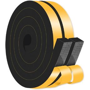 Door Weather Stripping,Air Conditioner Foam,Strong Adhesive,Soundproof, Dustproof,Reduce Noise,High Density CR Foam Insulation Tape for Door Frame (Black, 1 in x 3/4 in x 13 Ft)