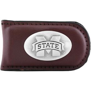 NCAA Mississippi State Bulldogs Zep-Pro Leather Magnet Concho Money Clip, Brown