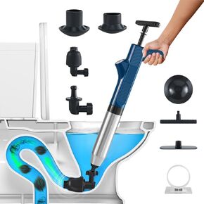 Stainless Steel High-pressure Unblocker Toilet Blockage Kit, Used for Blocked Toilets, Bathrooms, Floor Drains, Sinks, to Easily Clear Sewers