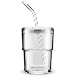 13oz/400ml Glass Water Tumbler with Straw and Lid Sealed Carry On Thick Wall Iced Coffee Cup Glass Cup for Water, Iced Tea Fruit Juice Etc(Aurora White