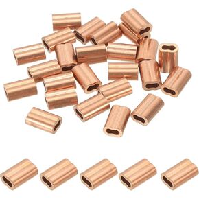 PATIKIL M2.5(3/32") Copper Crimping Loop Sleeve, 25 Pack Wire Rope Loop Sleeve Cable Crimps for Cable Ferrule, Wire Rope, and Cable Line End Assortment