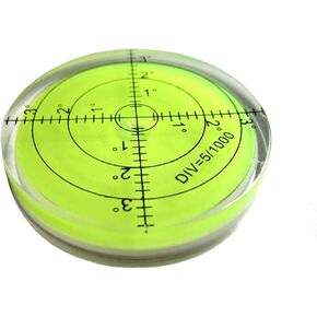 High Precision Horizontal Bubble Acrylic Case Bullseye Spirit Bubble Surface Level Round Inclinometers for Surveying Instruments and Tribrachs, Accuracy 15'/2 (Green)60x12mm (DE1688)