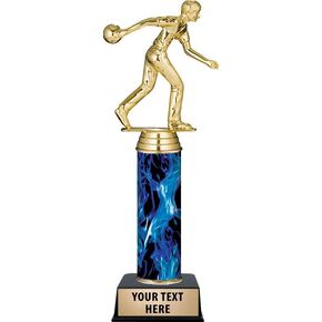 Personalized Bowling Trophy, 11" Blue Male Bowler Trophy Award, Customize Now Prime