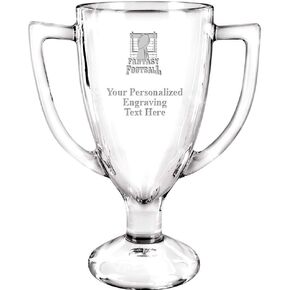 Personalized Glass Trophy, 7" Custom Engraved Fantasy Football Winner Glass Cup Award Prime
