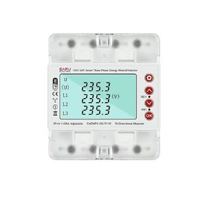 3 Phase AC380V 100A Tuya WiFi Smart Bi-Directional Energy Power kWh Meter Over Under Voltage Current Protector Relay Switch Current Limit Phase Squence Protector Voice Remote Control for Smart Home