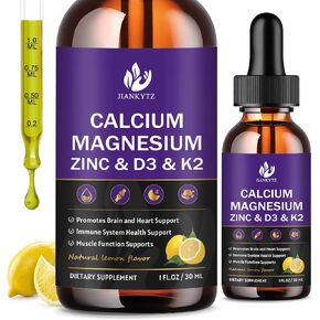 JIANKYTZ Calcium Magnesium Zinc 1300mg with Magnesium Glycinate, Vitamin C D3 K2 B6 and Sea Moss | Calcium Supplement Calcium with Vitamin D3 K2 Liquid Drop | Gluten Free | 2 Pack