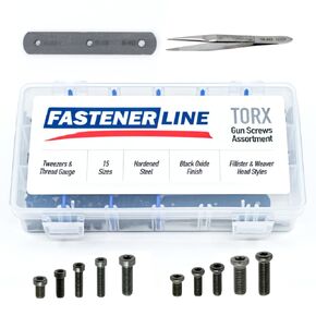 FastenerLine Torx Gun Screws Assortment with Tweezers and Thread Gauge, 302 Pieces