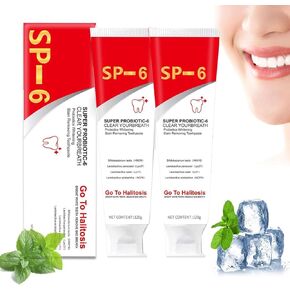 2PCS Super Probiotic-6 Toothpaste, Sp-6 Ultra Whitening Toothpaste, Sp 6 Toothpaste,Fresh Breath