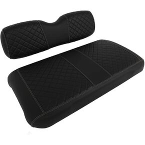 Front Seat Replacement Cushions for EZGO TXT, Golf Cart Cushion Seat for EZGO TXT Front Bottom Seat Assembly, Dedicated for Front Row Seats, Black, Diamond Pattern, 2 Piece Set