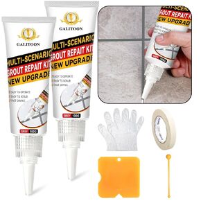 Tile Grout Repair Kit, 2 Pack Grout Filler, Fast Drying Tile Grout, Grout Sealer Bathroom Shower Kitchen Floor Tile, Restore and Renew Tile Joints Line, Gaps, Replace Grout Pen(White)