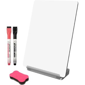 Yagee Desktop Whiteboard with Storage, Dry Erase Board with Phone & Tablet Stand, to-do List Memo, Double-Sided Writing Board for Office and School Supplies, 9.5''×6.7'', Marker＆Duster Included