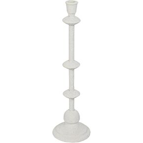 Creative Co-Op Tall Metal Taper Candle Holder in Sand Finish, Antique White