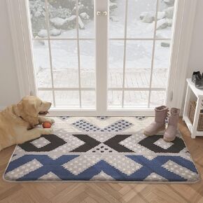 Color&Geometry Door Mats Indoor, 24"x36" Front Door Rugs for Entryway Indoor, Non Slip Washable Entry Rugs for Inside House 2x3, Absorbent Floor Mat Entryway Rug, Black Blue