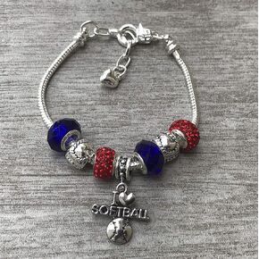 Sportybella Softball Bracelet, Softball Jewelry, Softball Charm Bracelet, Softball Player, Team and Coaches Gifts