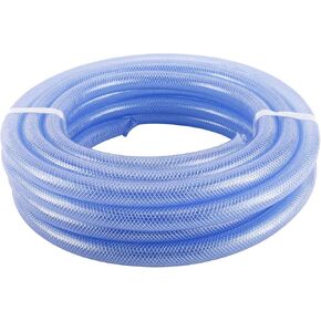 DasMarine 3/8" ID X 25FT High Pressure Braided Clear Flexible Industrial PVC Tubing Heavy Duty UV Chemical Resistant Vinyl Hose Water