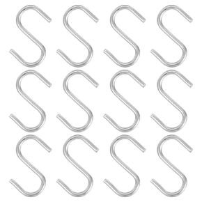 PATIKIL 1" S Shaped Hooks, 12 Pack Multipurpose S Hanging Hooks for Hanging Items in Your Home, Garage, Workshop, Silver Tone