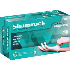 Shamrock 10600 Latex Examination Gloves - 7 mil, Powder-Free, Textured, Medical Use, Extended Cuff