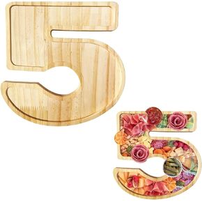 Wooden Charcuterie Board Numbers 9" Fillable Numbers for Charcuterie 9 Number Food Tray for Birthday Anniversary Party Food Dessert Table (9)
