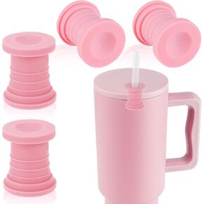 4pcs Replacement Stopper Compatible with Simple Modern Kids 40 oz 30 oz Tumblers with Handle, Silicone Water Bottle Top Accessories Cup Lid Seal Gaskets Travel Mug Replacement Parts (Light Pink)