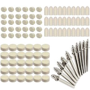 100Pcs Wool Felt polishing head by Yesallwas，grinding bits grinder head polish watch jewelry rotary Polishing Pad Buffing Wheels polish watch jewelry rotary for Rotary Tools - 1/8 Inch Shank