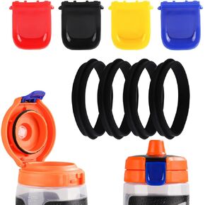 4pcs Replacement Lid Clips for Gatorade GX, 4 Colors Bottle Clips with 4 Gaskets Reliable Bottle Mouth Fastener Seal Bottle Clasps Bottle Accessories Compatible with Gatorade 30oz GX Bottle