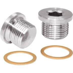 JoyTube M10 x 1 Stainless Steel Pipe Plug Hex Head High Rust Resistance with Copper O-Ring(Pack of 2)
