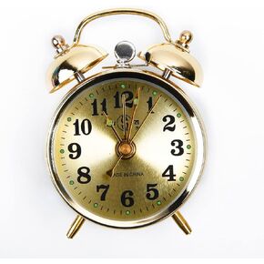 Twin Bell Alarm Clock,Loudly Alarm Clock for Heavy Sleepers, Manual Winding Mechanism, Gold Vintage Metal, Alarm Clock for Kids Bedroom