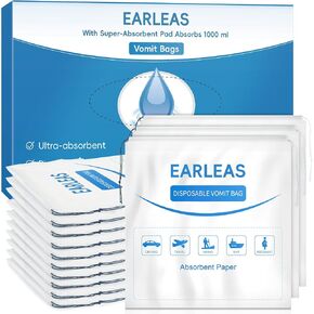 12 Pcs Absorbent Vomit Bags Disposable, Nausea Barf Bags, Urine Bags, Travel Essentials, Unisex Urinal Toilet Bag, Sick Bags 1000ml, Emesis Bags, Absorbent, Odor-Reducing, Turns Vomit to Gel