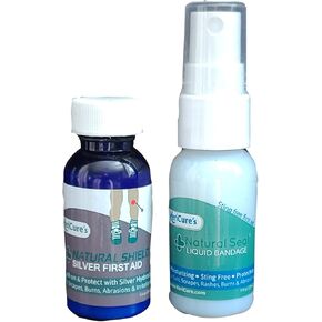 Natural Seal Spray on Bandage and Natural Shield Silver Brush on Bandage Combo, Protective Silver First Aid, Made in USA, Woman Owned Small Business
