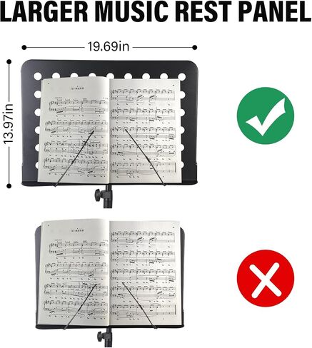 AODSK Sheet Music Stand,2 in 1 Dual-Use Folding Sheet Music Stand & Desktop Book Stand with Portable Carrying Bag & Music Sheet Clip Holder & Sheet Music Book(Black) (AS-M55) in Saudi Arabia