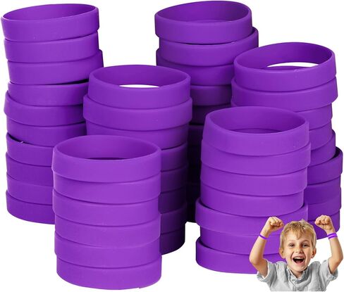 50PCS Silicone Bracelets Wristbands for kids,Blank Rubber Wristbands Elastic Universal Bracelets Rubber Wholesale Bracelet bands bulk Red in Kuwait