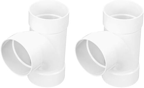NDS 4P09 PVC S&D Sanitary Tee, 4-Inch, for Hub X Hub X Hub Solvent-Weld Connections, for use with 4-Inch Sewer and Drain Pipe, White in Kuwait