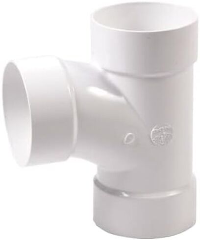 NDS 4P09 PVC S&D Sanitary Tee, 4-Inch, for Hub X Hub X Hub Solvent-Weld Connections, for use with 4-Inch Sewer and Drain Pipe, White in Kuwait